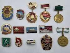 Selection of badges and medals of the USSR.