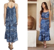 NEW Karen Kane Blue Bali Ruffle Hem Midi Dress Size XS Womens