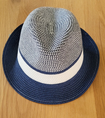 kleiner Trilby-Player-Hut / Toyo blau-weiß/Größe 58 (M) #70782 Herren&Damen chic