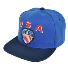 USA United States Soccer Futbol Snapback Flat Bill Blue Hat Cap Game Sports 