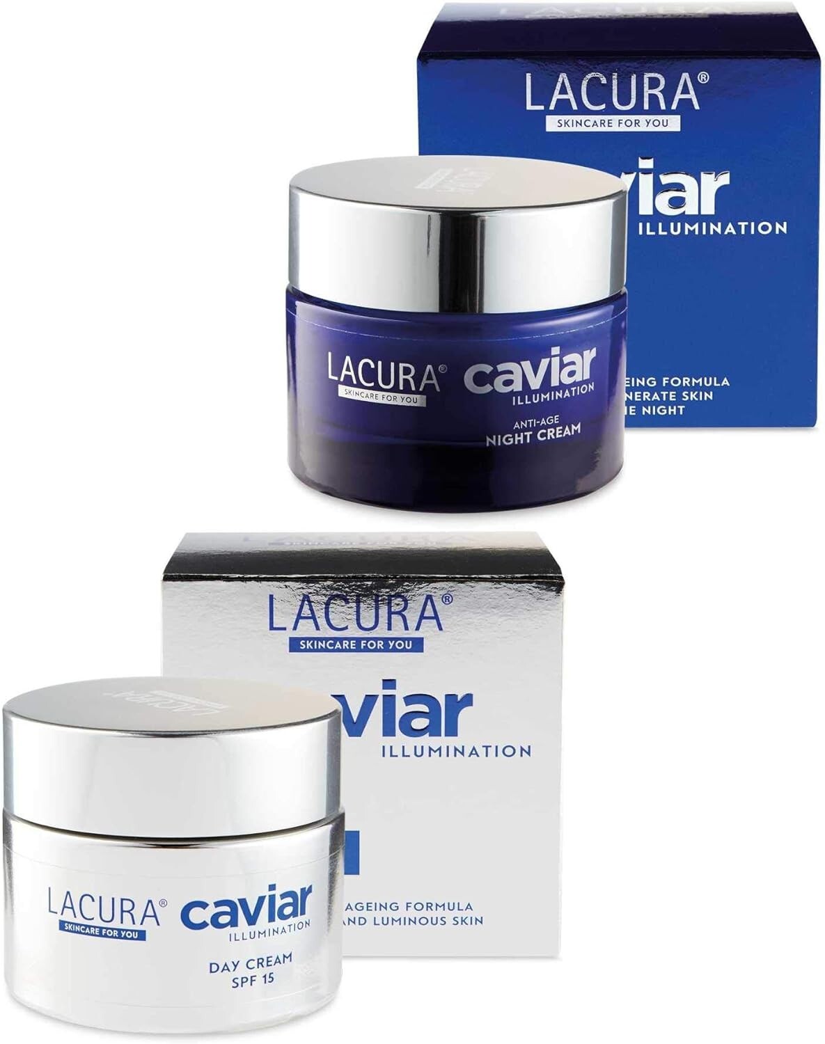LACURA CAVIAR 50ml DAY CREAM + NIGHT CREAM SET ANTI AGEING SKINCARE 50ML EACH!