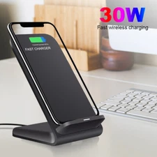 30W Wireless Fast Charger Stand Dock For Apple iPhone 15 ProMax 14 13 Galaxy S24