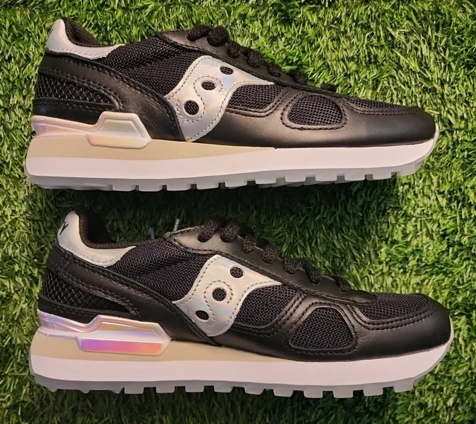 ¡NUEVO! MUJERES Saucony Shadow Original Negro Iridiscente Negro Zapatos EE. UU. Talla 7 Foto 4 de 4
