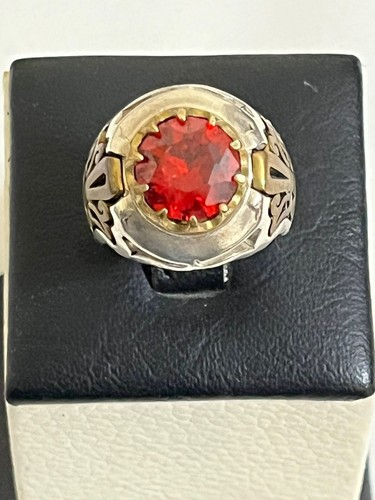 High Grade Handmade Men Silver 925 Ring Genuine France Ruby ياقوت باريسي مترش - Picture 7 of 19