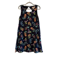 Philosophy Sleeveless Floral Shift Dress Back Cutout Navy Blue Size Small