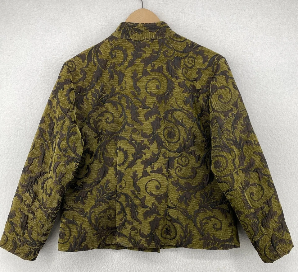 Blazer NOMADIC TRADERS NTCO para mujer S chaqueta barroca mandarín abotonada verde Foto 3 de 4