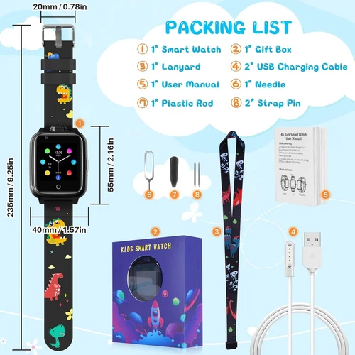Kids 4G Smart Watchs Camera GSM Tracker SOS LBS Call Phone Game Watches Boy Girl - Bild 21 von 78
