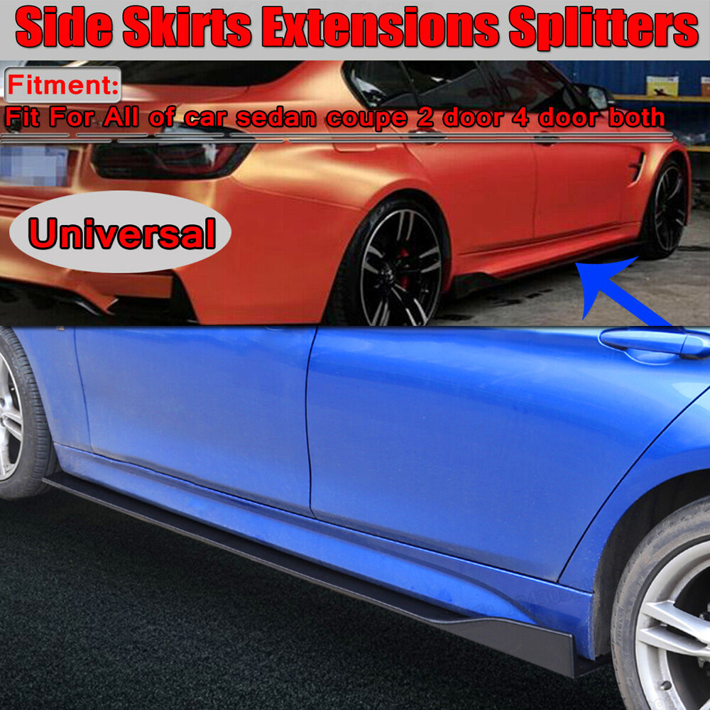 2pcs/Set Universal Black Car Side Skirt Extension Rocker Panel Splitt