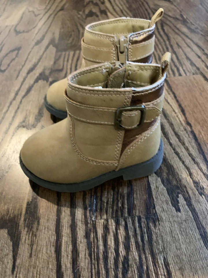 Carters размер 4 девочек ботинки молнии коричневый желтовато-коричневый и золотой - Изображение 3 из 4