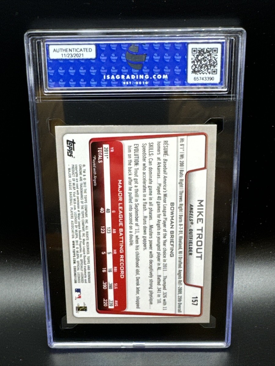 Mike Trout 2012 Bowman Chrome #157 ISA 10 Angels | eBay