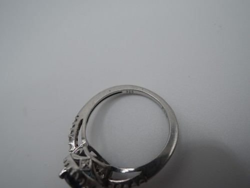Anillo de plata esterlina firmado, década de 1980 con piedras azules y claras P M con una estrella - Imagen 2 de 4