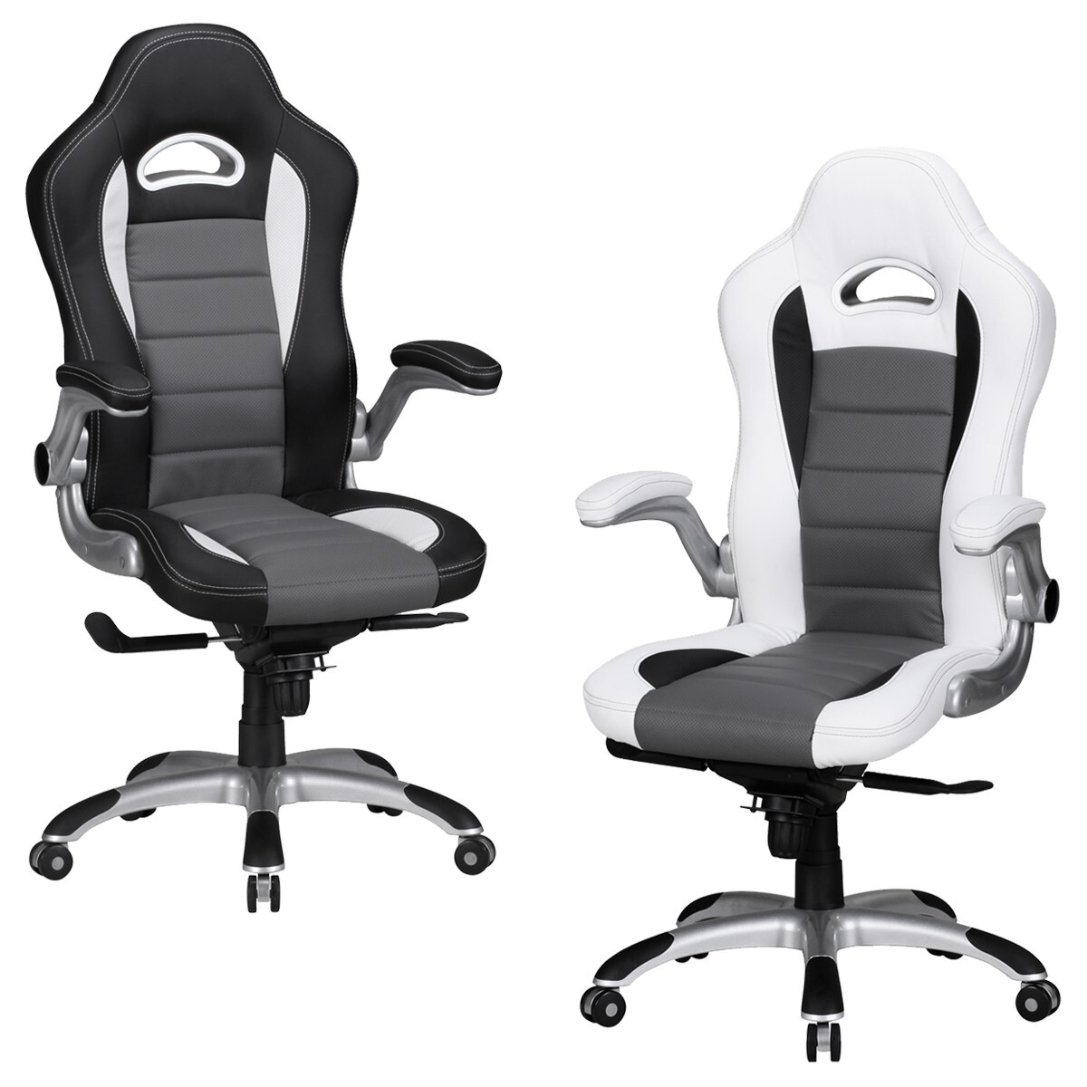 FineBuy Silla de Escritorio con Ruedas Giratoria Cuero Sintético Oficina Racing