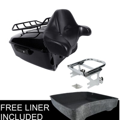 King Trunk Backrest Top Rack 2up Mount Fit For Harley Tour Pak Road King 97-08