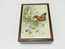 Vintage Kimberly Enterprises Graphic Art Tiles Wooden Jewelry Trinket Box