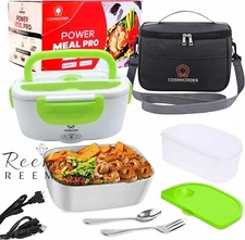 CosmiCooks Portable Electric Heating Lunch Box 12V/24V/110V for Car Work Picnic