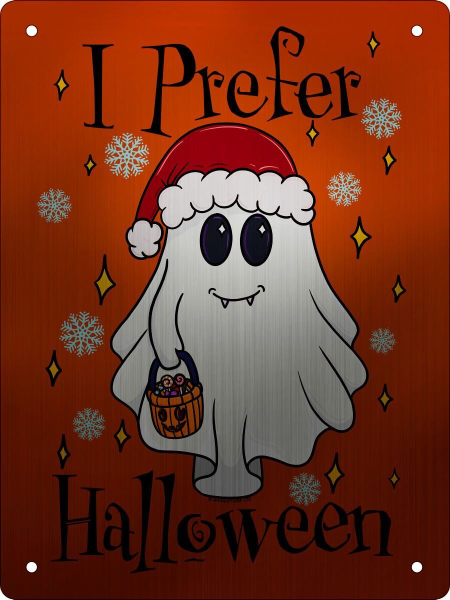 I Prefer Halloween Mini Mirrored Tin Sign