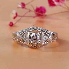 2Ct Lab Created Round Diamond Solitaire Engagement Ring 14K White Gold Finish