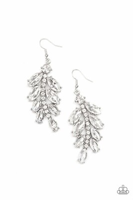 Paparazzi: Ice Garden Gala White Earrings