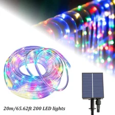 66FT 200 LED Solar Rope Tube Lights Waterproof String Light Outdoor Garden Lamp