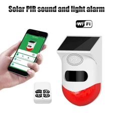 Solar Infrared Motion Sensor Alarm With 120db Siren Strobe Light Garden Security