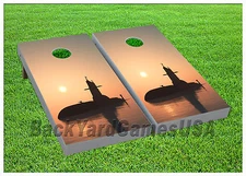 VINYL CORNHOLE BEANBAG Alone War Submarine at Sunset Boards Wraps 1062