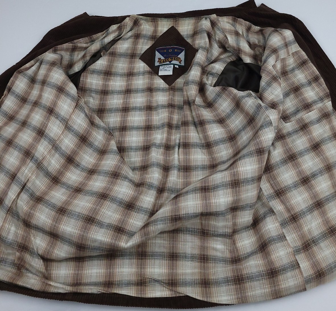 Vintage 90s East West Corduroy Plaid Lined Long Jacket Vtg Womens USA 1990s Cord