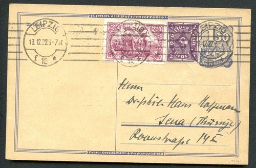 Postkarte P148aI Leipzig - Jena 1922