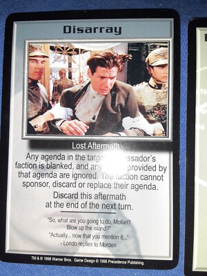 Babylon 5 CCG 1998  Disarray Promo Card  Lost Aftermath  Warner Bros INSERT RARE