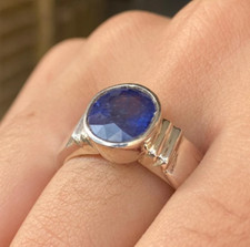 Original Blue Sapphire Ring Promise Ring Natural Inclusions Sapphire Silver 925