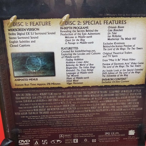 The Lord of the Rings:The Fellowship of the Ring(DVD,2002,2-Disc Set,widescreen) - Picture 4 of 7
