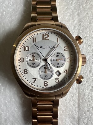 NAUTICA BFD ROSE GOLD TONE,CHRONOGRAPH BRACELET WATCH-A20118G | eBay