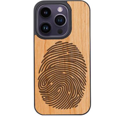Fingerprint For iPhone 15 Pro Plus 14 13 12 Wood Shockproof Phone Case Magsafe 