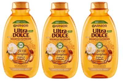 3x Garnier Shampoo Nutriente Gli Oli Meravigliosi Arganöl und Kamelie 300ml