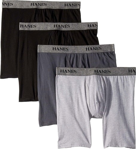 Hanes 295495 Men's 4-Pack Stretch Boxer Briefs Black/Grey, Size Large - Picture 2 of 2