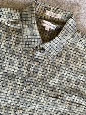 Pierre Cardin Men s Shirt L Geometric Print Taupe Black Gray Short Sleeve Casual