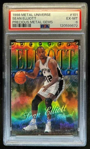 1998-99 Skybox Metal Universe Sean Elliott Precious Gems #44/50 Spurs PSA 6