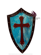 ZAIN 24" Scudo Templare Medioevale Nero Croce Blu Scudo Riscaldatore Regalo H...