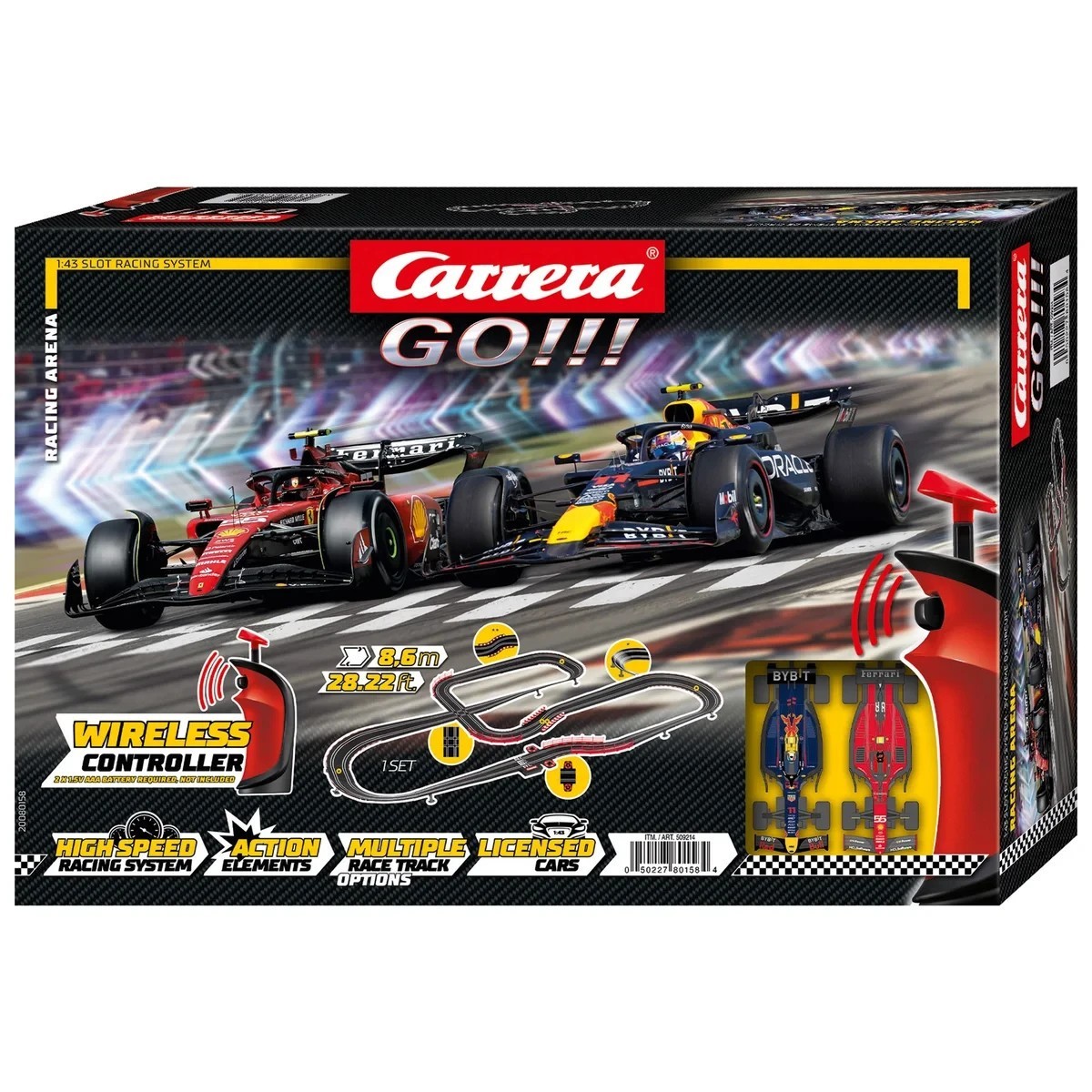 Carrera GO!!! 1:43 Racing Arena Slot System with 2 Formula 1 Racing Cars NEW