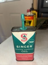 Vintage Handy Oiler, "SINGER" - Sewing Machine Oil ~ 4oz Tin Oil Can 489520