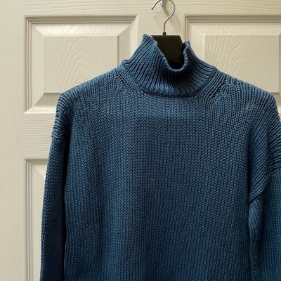 Peruvian Connection Size Medium Teal Weston Pima Cotton Pullover Sweater