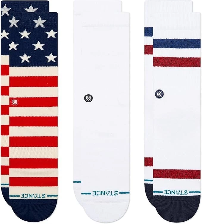 STANCE The Americana 3-Pack Crew Socks - MEDIUM - American Flag [US M 6-8.5]
