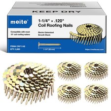 meite Coil Roofing Nails 1-1/4" x 0.120" Electro Galvanized 15 Degree Coil Nails