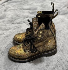 Dr. Martens 1460 Pascal Gold Crackle Boots Women  s Size 5