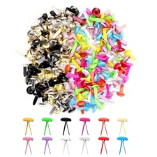 300Pcs Mini Brads 8x13mm Small Round Split Pins Brass Metal Paper Fasteners P...