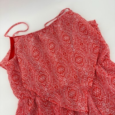Emma & Michele Red Geometric Print Sleeveless Maxi Dress Size M Overlay Bodice