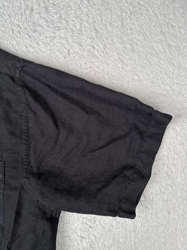 Marquis Guayabera Shirt Men Large Black 4 Pocket Linen Blend Short Sleeve READ - Image 2 of 4