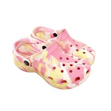 Crocs Platform Marbled Tie Dye Pink Yellow Clogs Sz 5