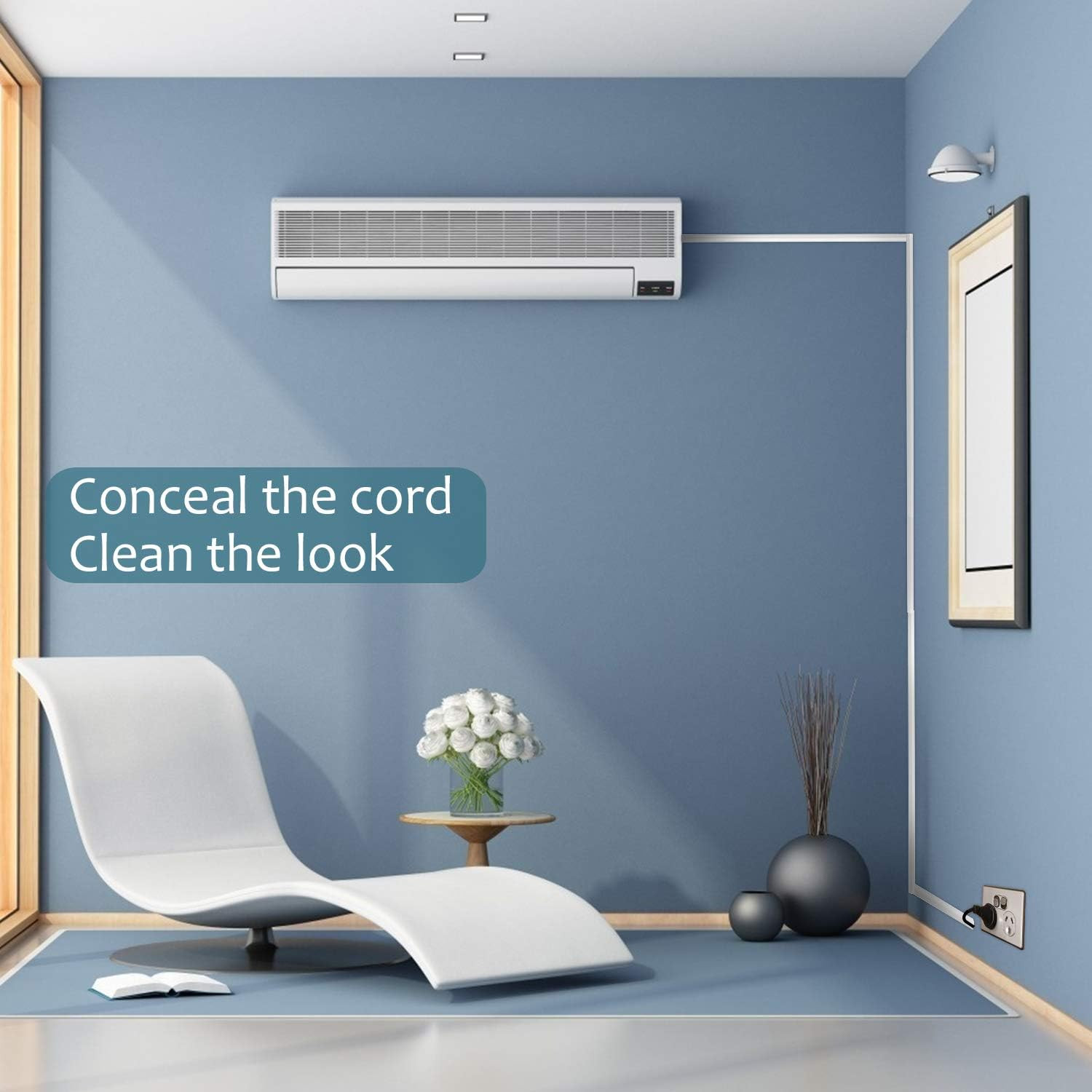 Cable Hider Raceway Kit, 153In Wire Hiders for TV on Wall, Paintable Cord Cover