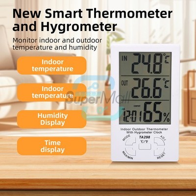 Digital Indoor/Outdoor Thermometer Hygrometer °C/°F Temperature Humidity Monitor