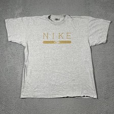 VTG 90s NIKE Mens XL Athletics T Shirt USA Made Grey Center Swoosh Y2K